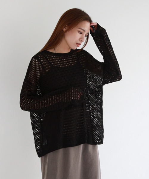 feepur（フェピュール）の「【ハンドウォッシャブル】2wayメッシュニット（ニット/セーター・レディース・ホワイト/ブラック・MEDIUM）」の14枚目の写真