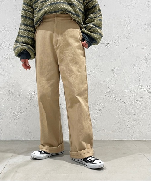 apres jour mignon(アプレジュールミニョン)の「ツイルストレートパンツ【ZOZOTOWN限定アイテム】(その他パンツ・レディース・ネイビー/ベージュ/オフホワイト・MEDIUM/X-LARGE/SMALL)」の3枚目の写真