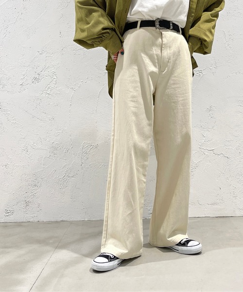 apres jour mignon(アプレジュールミニョン)の「ツイルストレートパンツ【ZOZOTOWN限定アイテム】(その他パンツ・レディース・ネイビー/ベージュ/オフホワイト・MEDIUM/X-LARGE/SMALL)」の5枚目の写真