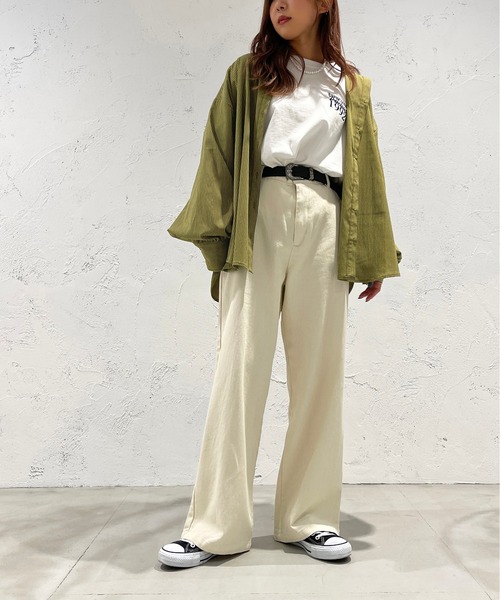 apres jour mignon(アプレジュールミニョン)の「ツイルストレートパンツ【ZOZOTOWN限定アイテム】(その他パンツ・レディース・ネイビー/ベージュ/オフホワイト・MEDIUM/X-LARGE/SMALL)」の8枚目の写真