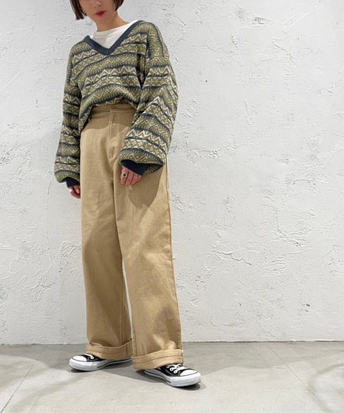 apres jour mignon(アプレジュールミニョン)の「ツイルストレートパンツ【ZOZOTOWN限定アイテム】(その他パンツ・レディース・ネイビー/ベージュ/オフホワイト・MEDIUM/X-LARGE/SMALL)」の14枚目の写真