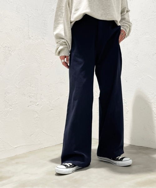 apres jour mignon(アプレジュールミニョン)の「ツイルストレートパンツ【ZOZOTOWN限定アイテム】(その他パンツ・レディース・ネイビー/ベージュ/オフホワイト・MEDIUM/X-LARGE/SMALL)」の17枚目の写真