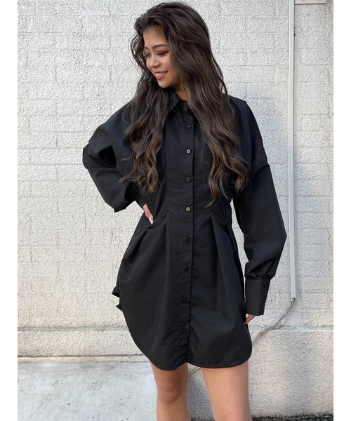 EGOIST（エゴイスト）の「ウエストタックデザインシャツII（シャツ/ブラウス・レディース・ホワイト/ブラック・FREE）」の2枚目の写真