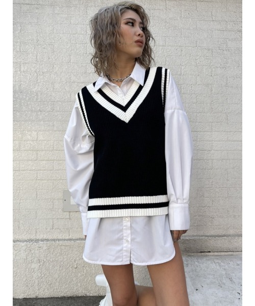 EGOIST（エゴイスト）の「ウエストタックデザインシャツII（シャツ/ブラウス・レディース・ホワイト/ブラック・FREE）」の7枚目の写真