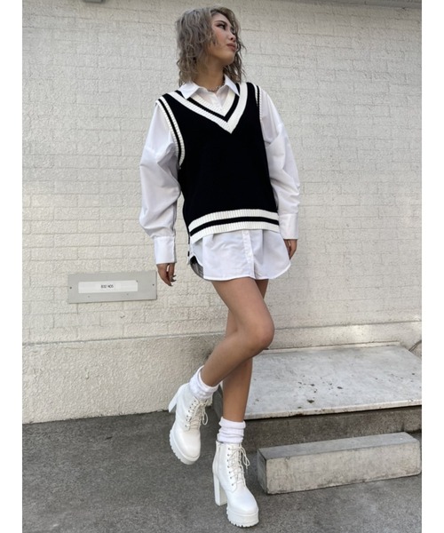 EGOIST（エゴイスト）の「ウエストタックデザインシャツII（シャツ/ブラウス・レディース・ホワイト/ブラック・FREE）」の8枚目の写真