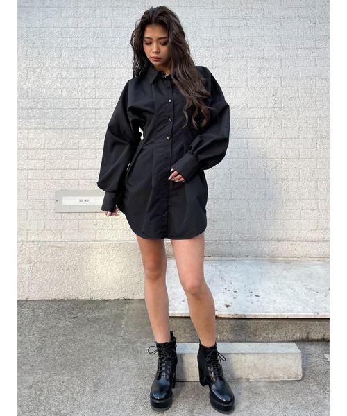 EGOIST（エゴイスト）の「ウエストタックデザインシャツII（シャツ/ブラウス・レディース・ホワイト/ブラック・FREE）」の12枚目の写真