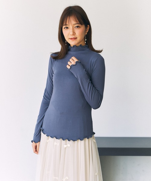 ECLIN(エクラン)の「メローインナハイネックカットソー(Tシャツ/カットソー)」|ブルー