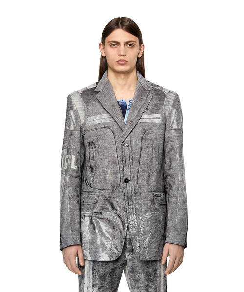 DIESEL（ディーゼル）の「メンズ ジャケット シルクウール トロンプルイユ（テーラードジャケット・メンズ・グレー・50/48/52）」の8枚目の写真