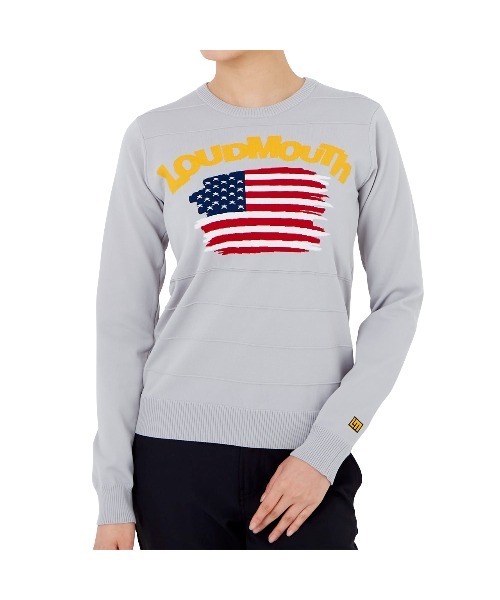 Loudmouth（ラウドマウス）の「LOUDMOUTH/ラウドマウス ゴルフウェア 軽量ニット 星条旗 丸首セーター（ニット/セーター・レディース・ブラック/グレー/ホワイト・L/M/S）」の14枚目の写真