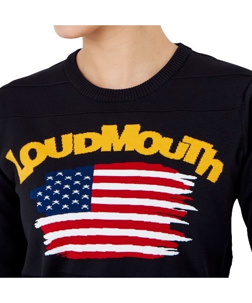 Loudmouth（ラウドマウス）の「LOUDMOUTH/ラウドマウス ゴルフウェア 軽量ニット 星条旗 丸首セーター（ニット/セーター・レディース・ブラック/グレー/ホワイト・L/M/S）」の12枚目の写真