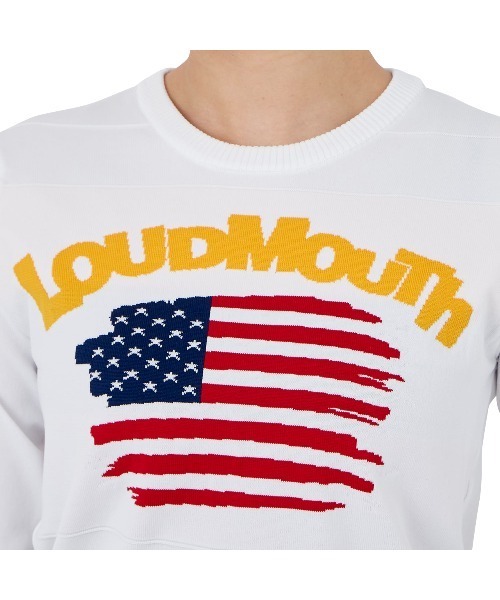 Loudmouth（ラウドマウス）の「LOUDMOUTH/ラウドマウス ゴルフウェア 軽量ニット 星条旗 丸首セーター（ニット/セーター・レディース・ブラック/グレー/ホワイト・L/M/S）」の7枚目の写真