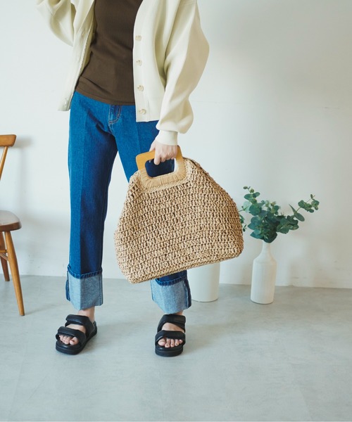 FREE'S MART（フリーズマート）の「【Sシリーズ対応】◆ロールアップストレートデニムパンツ（デニムパンツ・レディース・ホワイト/ネイビー/ブルー・SMALL/MEDIUM/X-SMALL）」の4枚目の写真