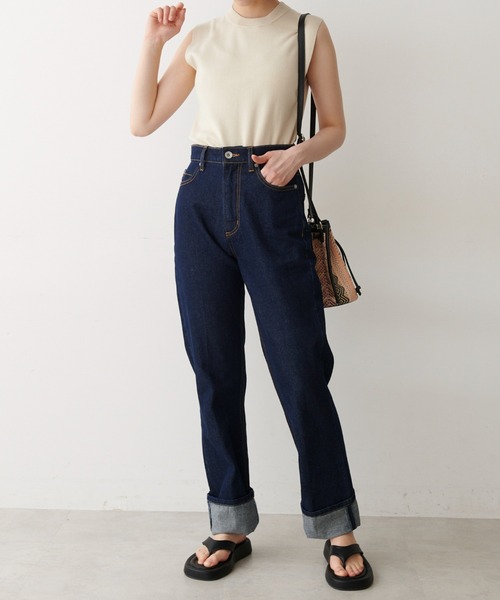 FREE'S MART（フリーズマート）の「【Sシリーズ対応】◆ロールアップストレートデニムパンツ（デニムパンツ・レディース・ホワイト/ネイビー/ブルー・SMALL/MEDIUM/X-SMALL）」の20枚目の写真