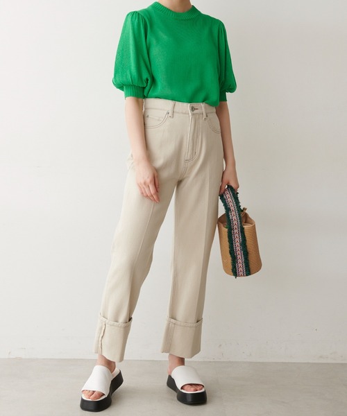 FREE'S MART（フリーズマート）の「【Sシリーズ対応】◆ロールアップストレートデニムパンツ（デニムパンツ・レディース・ホワイト/ネイビー/ブルー・SMALL/MEDIUM/X-SMALL）」の13枚目の写真