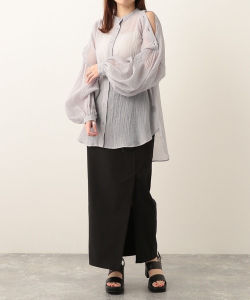 Heather(ヘザー)の「肩開きシアーシャツ 274552(シャツ/ブラウス・レディース・ピンク/ブラック/グレー/オフホワイト・FREE)」の5枚目の写真