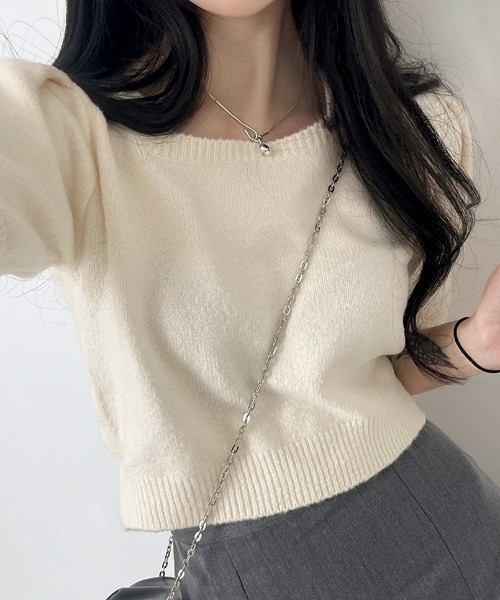 BEIDELLI（ベイデリー）の「[BELLIDE MADE] スクエアネッククロップ半袖カットソー（Tシャツ/カットソー・レディース・アイボリー/グレー/イエロー・FREE）」の17枚目の写真