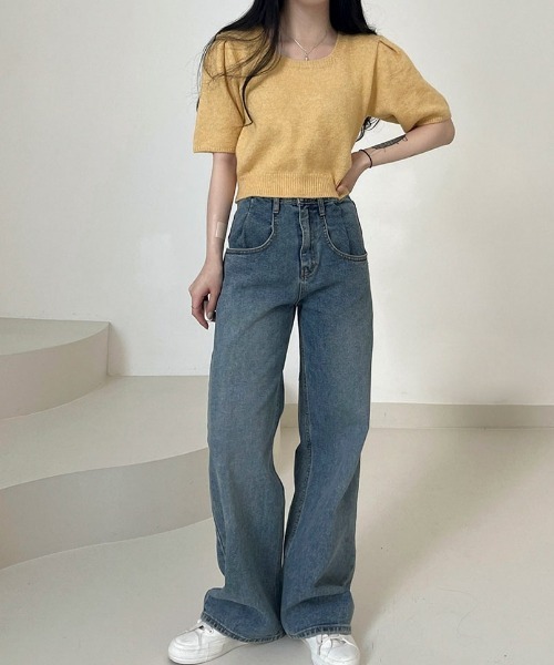 BEIDELLI（ベイデリー）の「[BELLIDE MADE] スクエアネッククロップ半袖カットソー（Tシャツ/カットソー・レディース・アイボリー/グレー/イエロー・FREE）」の11枚目の写真