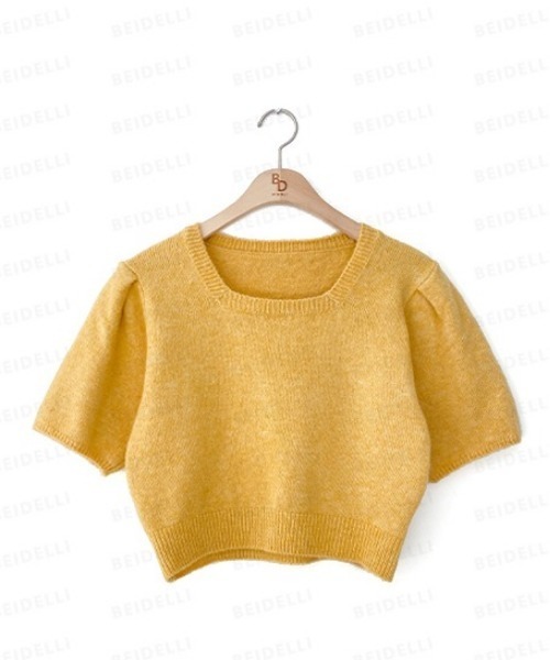 BEIDELLI（ベイデリー）の「[BELLIDE MADE] スクエアネッククロップ半袖カットソー（Tシャツ/カットソー・レディース・アイボリー/グレー/イエロー・FREE）」の7枚目の写真