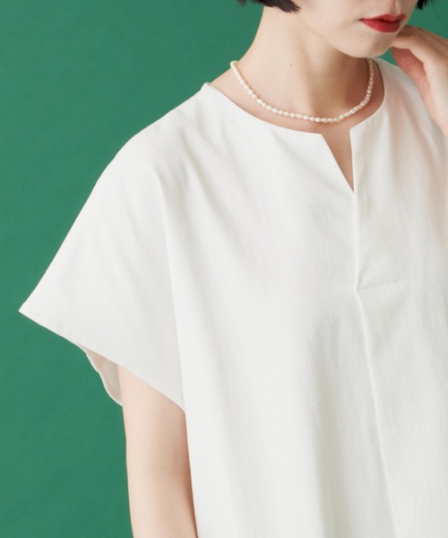 manana suerte（マニャーナスエルテ）の「コットンスリットネックワンピース（ワンピース・レディース・ブラック/ホワイト・FREE）」の9枚目の写真