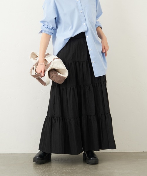 JOURNAL STANDARD（ジャーナルスタンダード）の「シャイニークロスティアードスカート（スカート・レディース・ブラック/グリーン系その他2・38/36）」の18枚目の写真