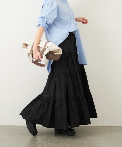 JOURNAL STANDARD（ジャーナルスタンダード）の「シャイニークロスティアードスカート（スカート・レディース・ブラック/グリーン系その他2・38/36）」の5枚目の写真