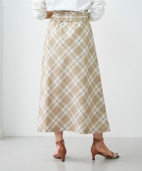 le.coeur blanc(ルクールブラン)の「リネンライクバイヤスチェックフレアスカート(スカート・レディース・ベージュ系その他2/ブラック系その他・38)」の12枚目の写真