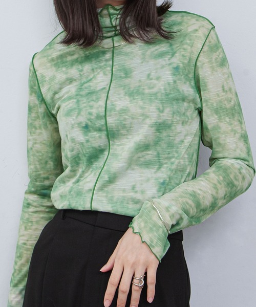 シアーハイネックトップス