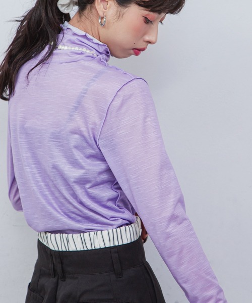 シアーハイネックトップス