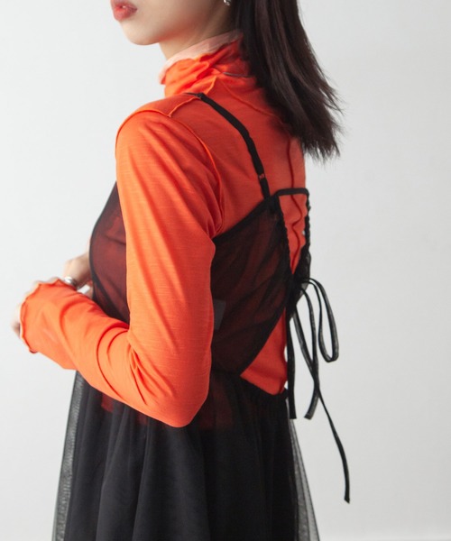 シアーハイネックトップス