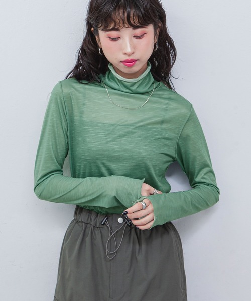 Chillfar（チルファー）の「シアーハイネックトップス（Tシャツ