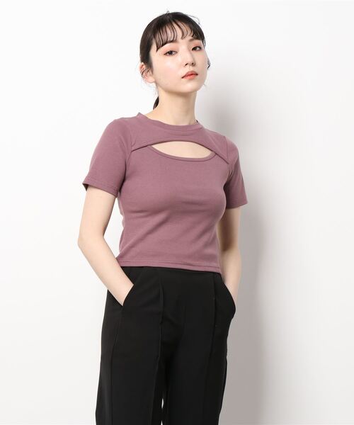 SpRay(スプレイ)の「テレコデコルテオ-プンカットソー(Tシャツ/カットソー・レディース・ブラック/オレンジ/グリーン/アイボリー/ピンク系その他・FREE)」の9枚目の写真