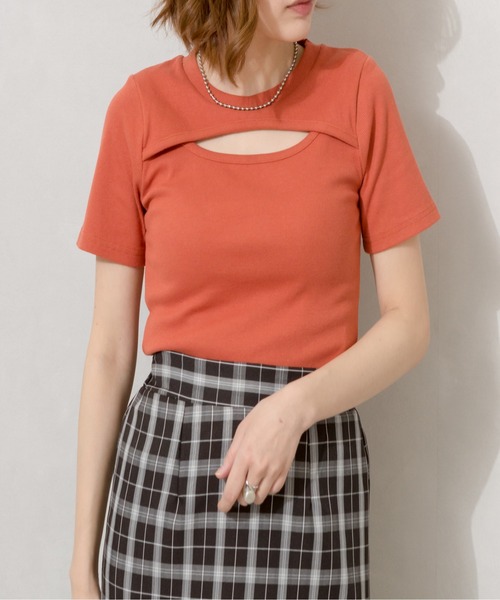 SpRay(スプレイ)の「テレコデコルテオ-プンカットソー(Tシャツ/カットソー・レディース・ブラック/オレンジ/グリーン/アイボリー/ピンク系その他・FREE)」の20枚目の写真
