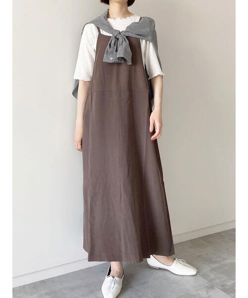 Samansa Mos2 blue（サマンサモスモスブルー）の「フレアキャミジャンスカ（ワンピース・レディース・ブラック/ブラウン/ライトベージュ・ﾌﾘ-）」の6枚目の写真