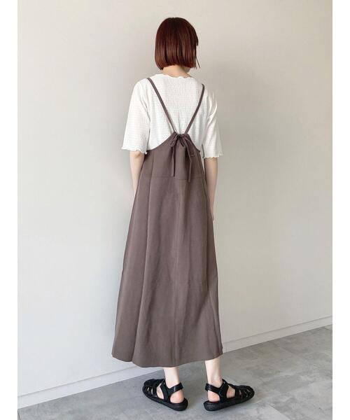 Samansa Mos2 blue（サマンサモスモスブルー）の「フレアキャミジャンスカ（ワンピース・レディース・ブラック/ブラウン/ライトベージュ・ﾌﾘ-）」の18枚目の写真