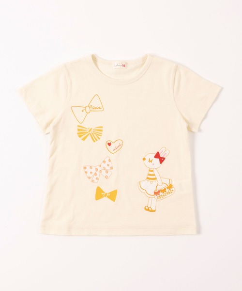 KP(ケーピー)の「【WEB限定】mimiちゃんアップリケとリボンプリント半袖Tシャツ(100-160cm)(Tシャツ/カットソー・キッズ・パープル/イエロー・120cm/140cm/160cm/110cm/130cm/150cm/100cm)」の1枚目の写真