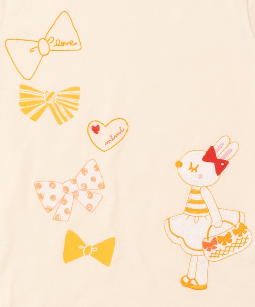 KP(ケーピー)の「【WEB限定】mimiちゃんアップリケとリボンプリント半袖Tシャツ(100-160cm)(Tシャツ/カットソー・キッズ・パープル/イエロー・120cm/140cm/160cm/110cm/130cm/150cm/100cm)」の3枚目の写真