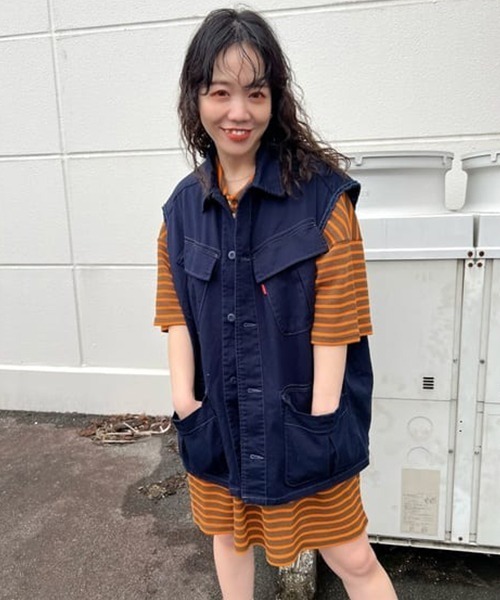 RODEO CROWNS WIDE BOWL（ロデオクラウンズワイドボウル）の「ファティーグルーズベスト（ベスト・レディース・ネイビー/カーキ・FREE）」の3枚目の写真