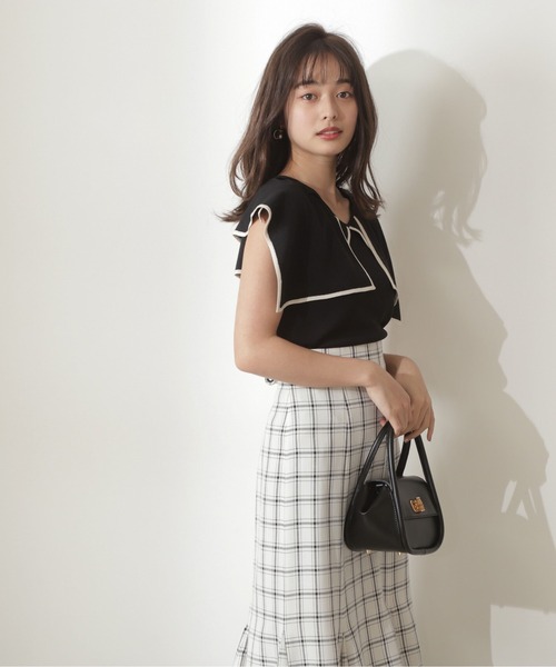 PROPORTION BODY DRESSING（プロポーションボディドレッシング）の「バイカラーラッフルニットプルオーバー / 1212170907（ニット/セーター・レディース・ホワイト系その他/ブラック/ブラウン・FREE）」の3枚目の写真