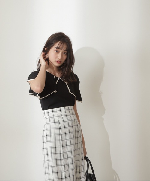 PROPORTION BODY DRESSING（プロポーションボディドレッシング）の「バイカラーラッフルニットプルオーバー / 1212170907（ニット/セーター・レディース・ホワイト系その他/ブラック/ブラウン・FREE）」の5枚目の写真