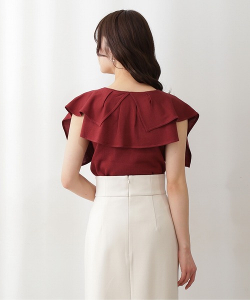 PROPORTION BODY DRESSING（プロポーションボディドレッシング）の「バイカラーラッフルニットプルオーバー / 1212170907（ニット/セーター・レディース・ホワイト系その他/ブラック/ブラウン・FREE）」の6枚目の写真