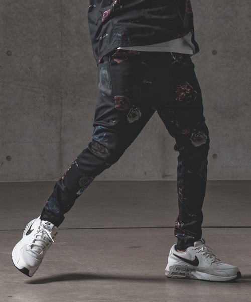 GLIMCLAP（グリムクラップ）の「mp10061-Flower artistic pattern tricot fabric pants  パンツ（その他パンツ・メンズ・ブラック・S/L/M）」の2枚目の写真