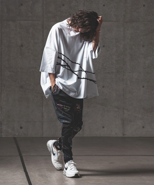 GLIMCLAP（グリムクラップ）の「mp10061-Flower artistic pattern tricot fabric pants  パンツ（その他パンツ・メンズ・ブラック・S/L/M）」の10枚目の写真