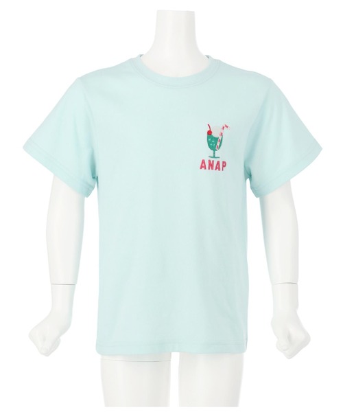 ANAP kids（アナップキッズ）の「吸水速乾サマーワンポイントTシャツ（Tシャツ/カットソー・キッズ・サックスブルー/ブラック/ラベンダー/ベージュ・120cm/130cm/110cm）」の3枚目の写真