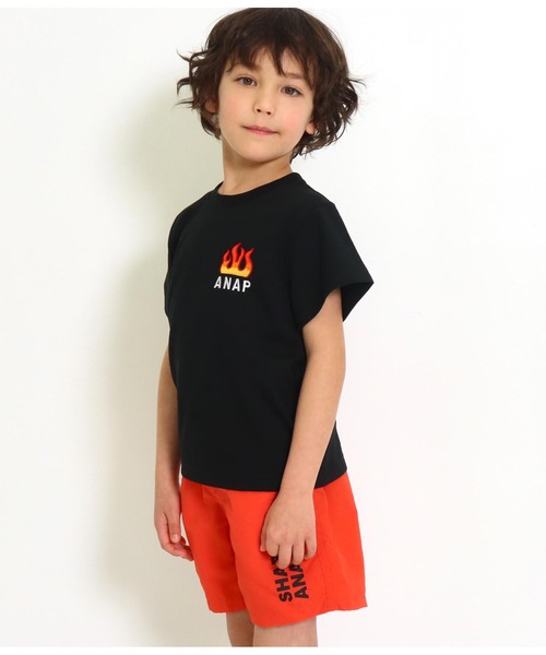 ANAP kids（アナップキッズ）の「吸水速乾サマーワンポイントTシャツ（Tシャツ/カットソー・キッズ・サックスブルー/ブラック/ラベンダー/ベージュ・120cm/130cm/110cm）」の2枚目の写真