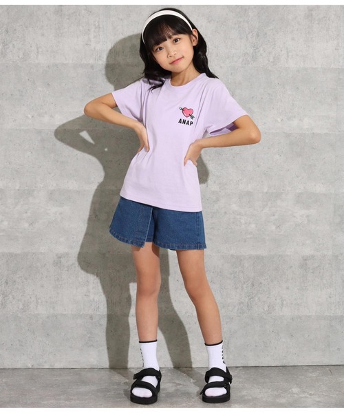 ANAP kids（アナップキッズ）の「吸水速乾サマーワンポイントTシャツ（Tシャツ/カットソー・キッズ・サックスブルー/ブラック/ラベンダー/ベージュ・120cm/130cm/110cm）」の13枚目の写真