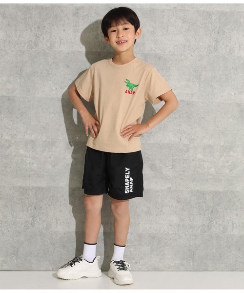 ANAP kids（アナップキッズ）の「吸水速乾サマーワンポイントTシャツ（Tシャツ/カットソー・キッズ・サックスブルー/ブラック/ラベンダー/ベージュ・120cm/130cm/110cm）」の6枚目の写真