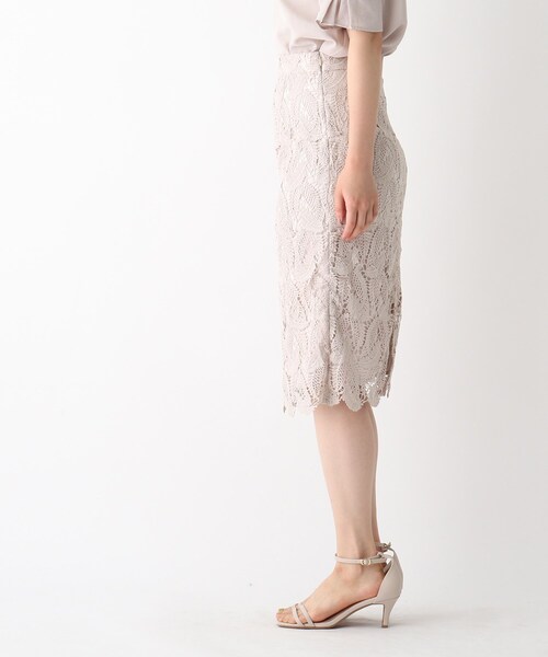 index（インデックス）の「◆リーフレースタイトスカート【WEB限定サイズ】（スカート・レディース・ライトグレー/ガンメタ/ブルー・36/38/40/42）」の4枚目の写真