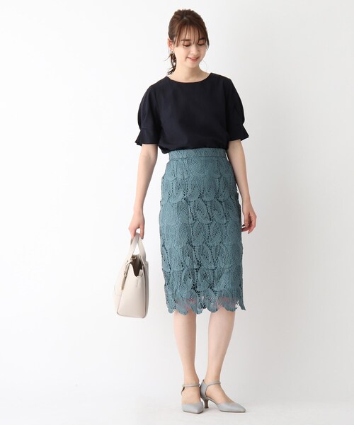 index（インデックス）の「◆リーフレースタイトスカート【WEB限定サイズ】（スカート・レディース・ライトグレー/ガンメタ/ブルー・36/38/40/42）」の5枚目の写真