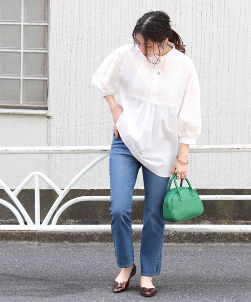 HONEYSUCKLE ROSE（ハニーサックルローズ）の「【HONEYSUCKLE ROSE】ボザムチュニックブラウス（シャツ/ブラウス・レディース・ブラック/ホワイト/グリーン・M/L）」の17枚目の写真