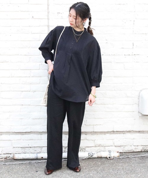 HONEYSUCKLE ROSE（ハニーサックルローズ）の「【HONEYSUCKLE ROSE】ボザムチュニックブラウス（シャツ/ブラウス・レディース・ブラック/ホワイト/グリーン・M/L）」の15枚目の写真